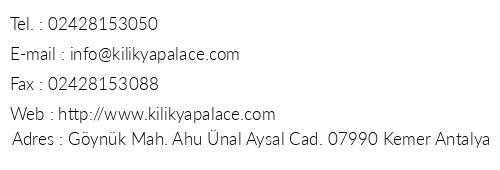 Kilikya Palace telefon numaralar, faks, e-mail, posta adresi ve iletiim bilgileri
